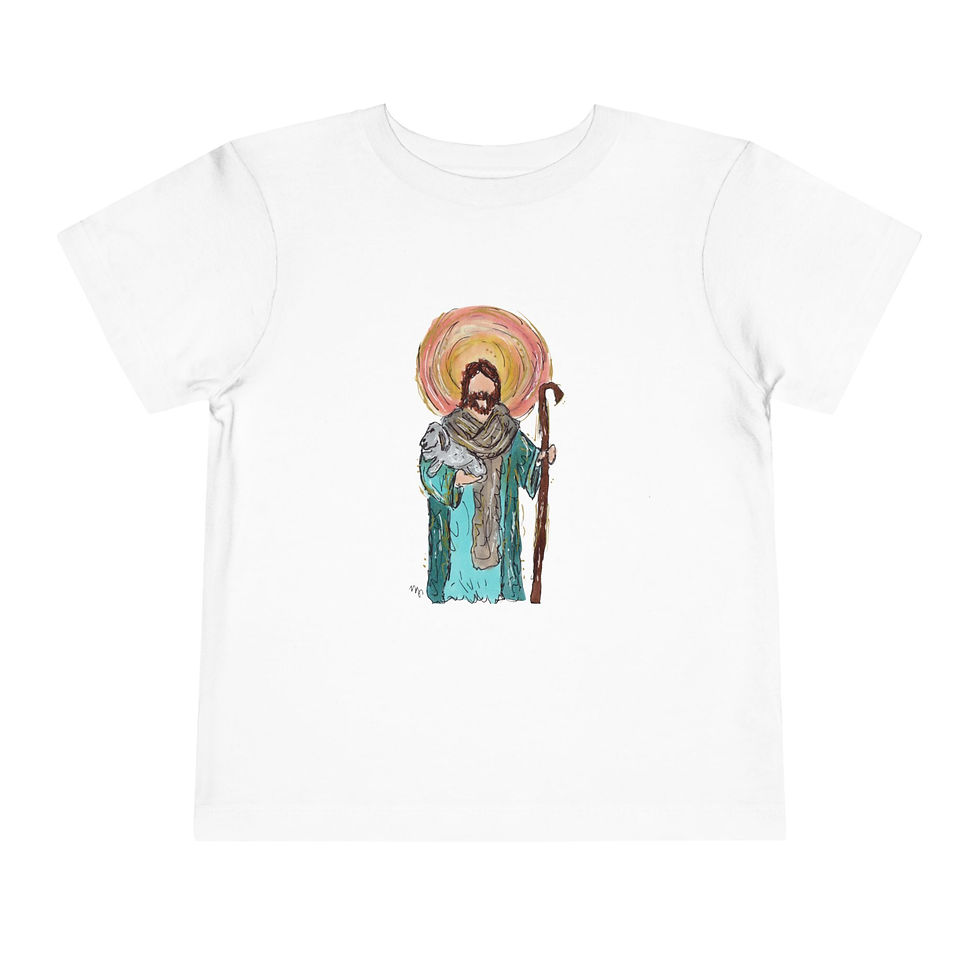 Thumbnail: Toddler Tee — Hand-Painted Saint Illustration Kids' Short Sleeve Shirt