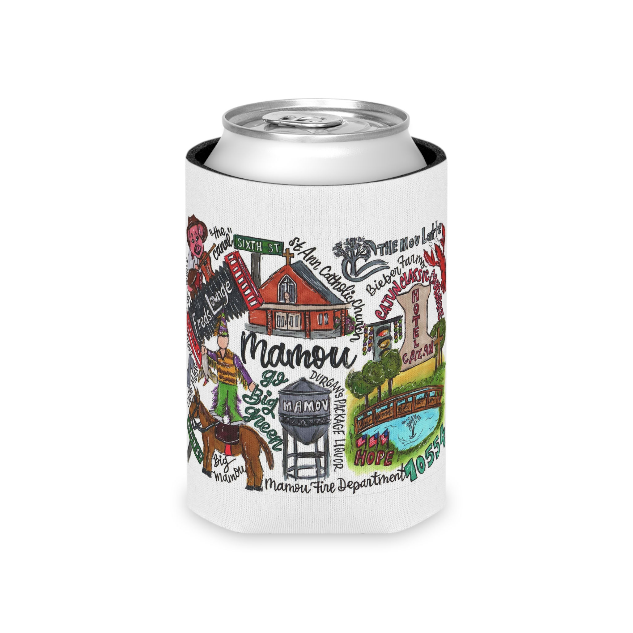 Mamou, Louisiana Custom Design Can Koozie