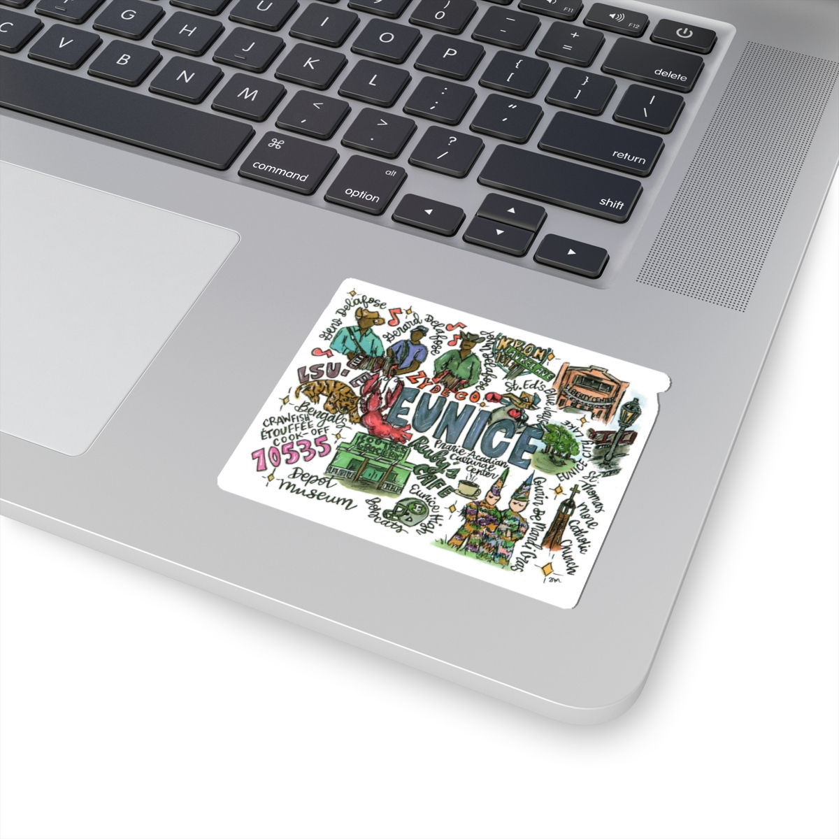 Eunice, Louisiana Hand-Illustrated Kiss-Cut Sticker —
