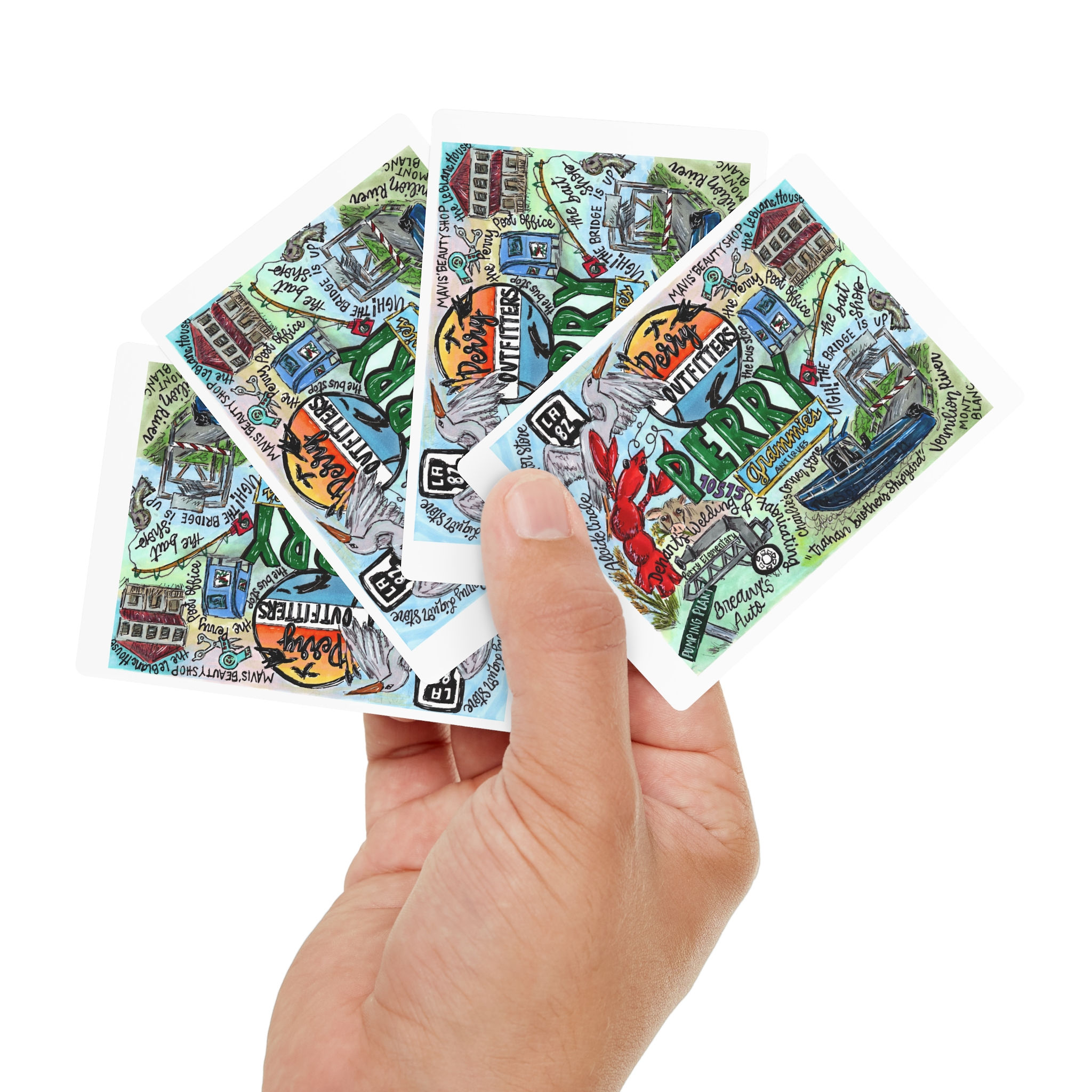 Perry, Louisiana Hand Illustrated Poker Cards