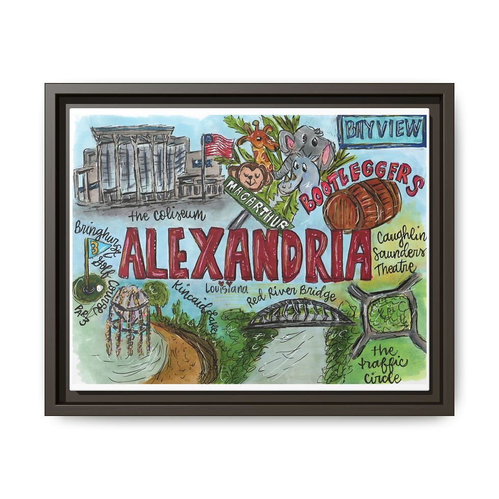 Thumbnail: Alexandria, Louisiana  Map Art Print — Matte Framed Canvas