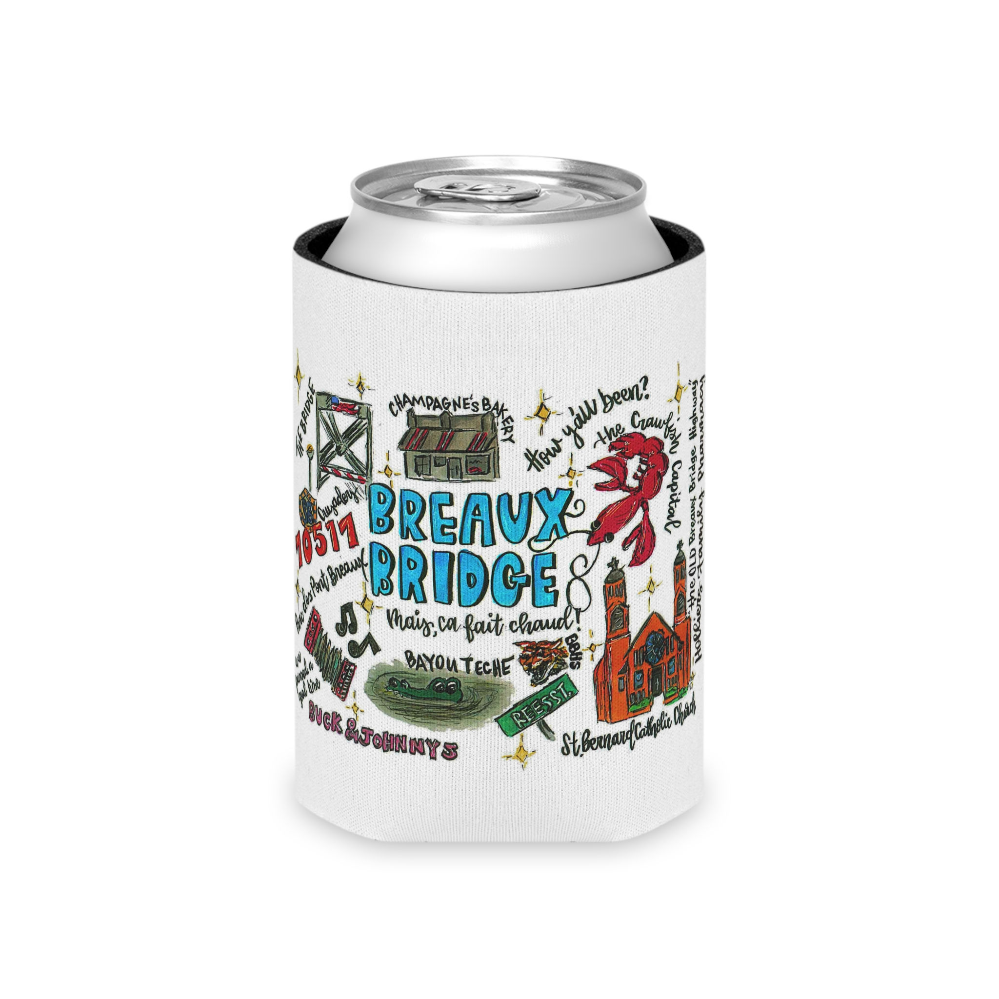 Breaux Bridge, Louisiana Custom Design Can Koozie