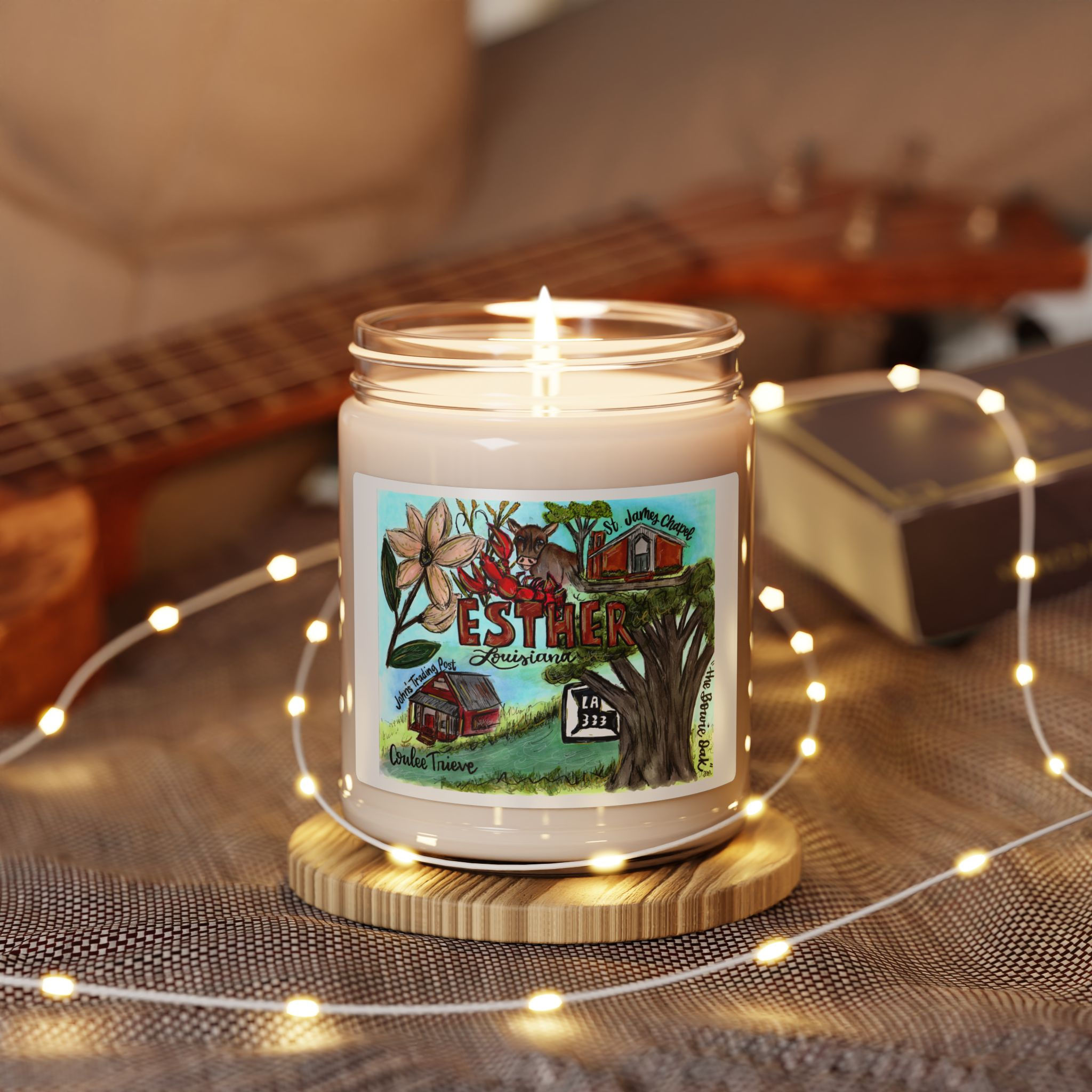 Esther, Louisiana Hand Illustrated Scented Soy Candle — 9oz