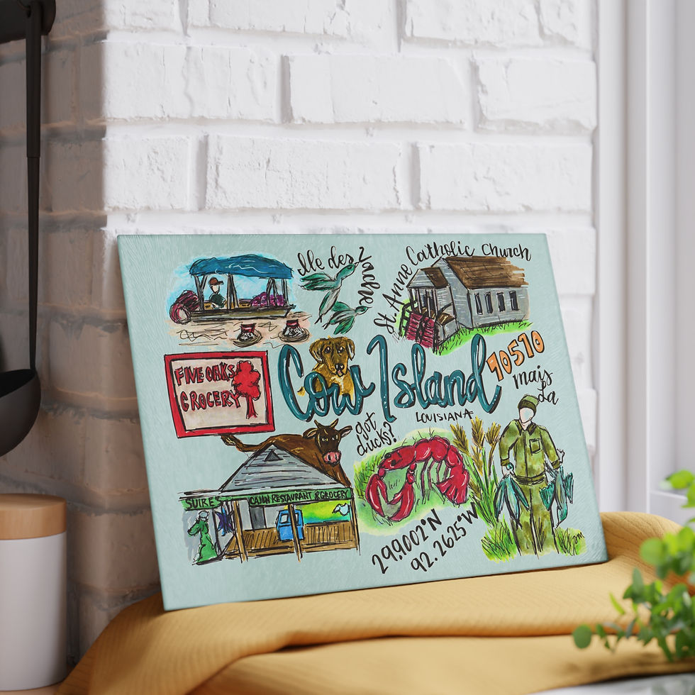 Thumbnail:  Cow Island, La Illustrated Glass Cutting Board