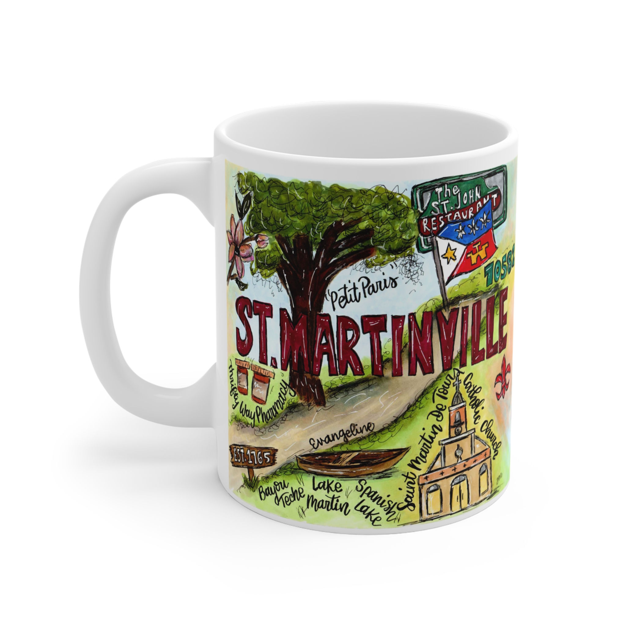St. Martinville Illustrated Map Mug – 11oz Coffee Cup