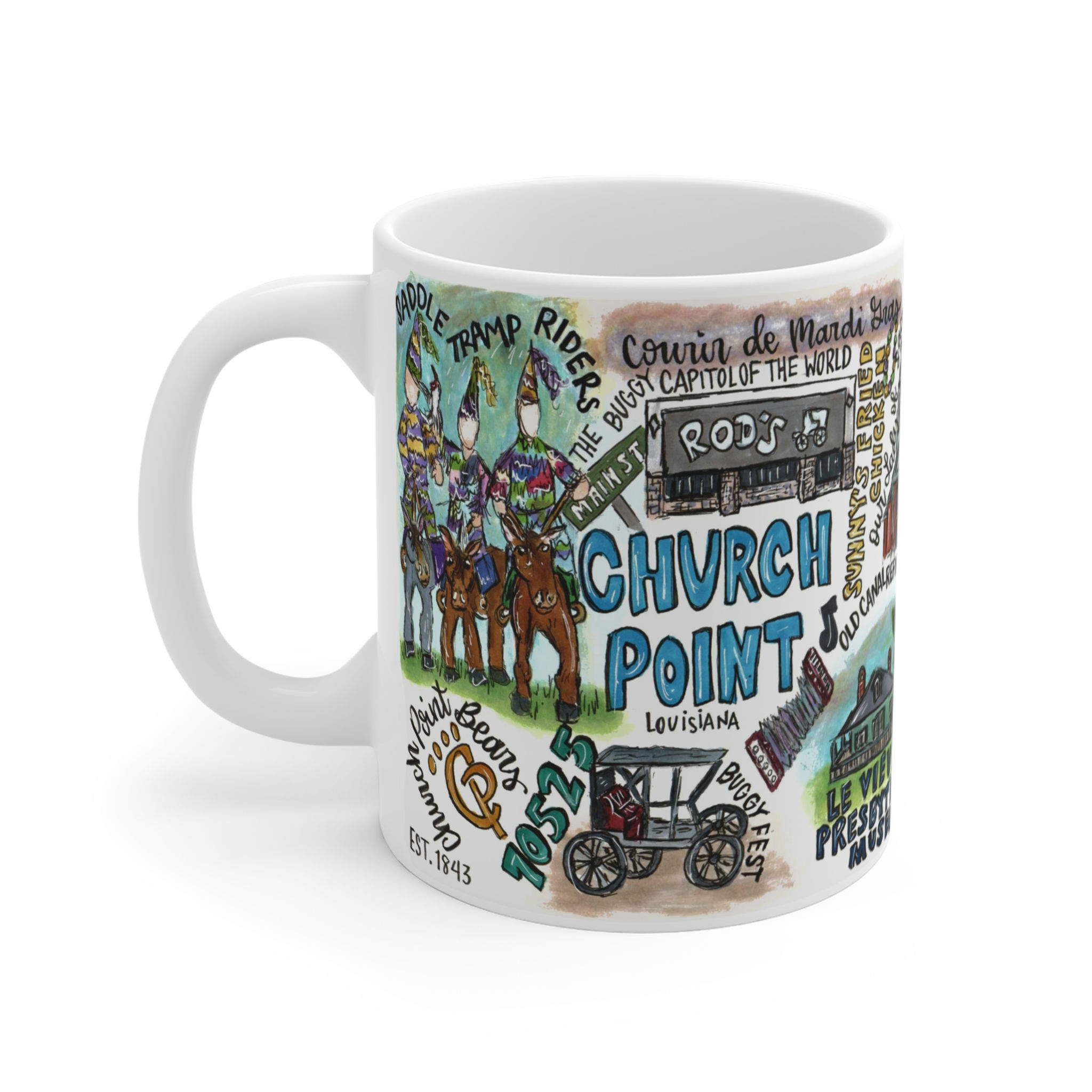 Church Point Louisiana Hand- Illustrated 11oz Mug