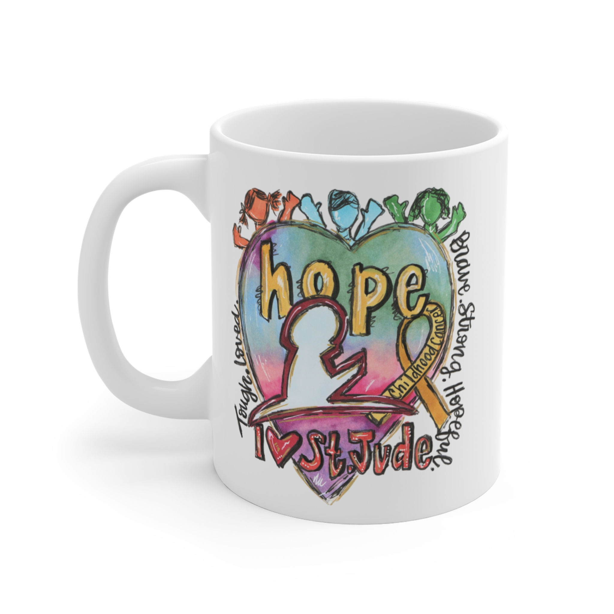St. Jude Fundraiser Hand-Illustrated Mug — 11oz Charity Coffee Cup