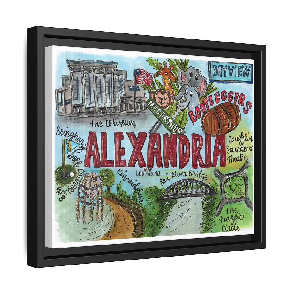 Thumbnail: Alexandria, Louisiana  Map Art Print — Matte Framed Canvas