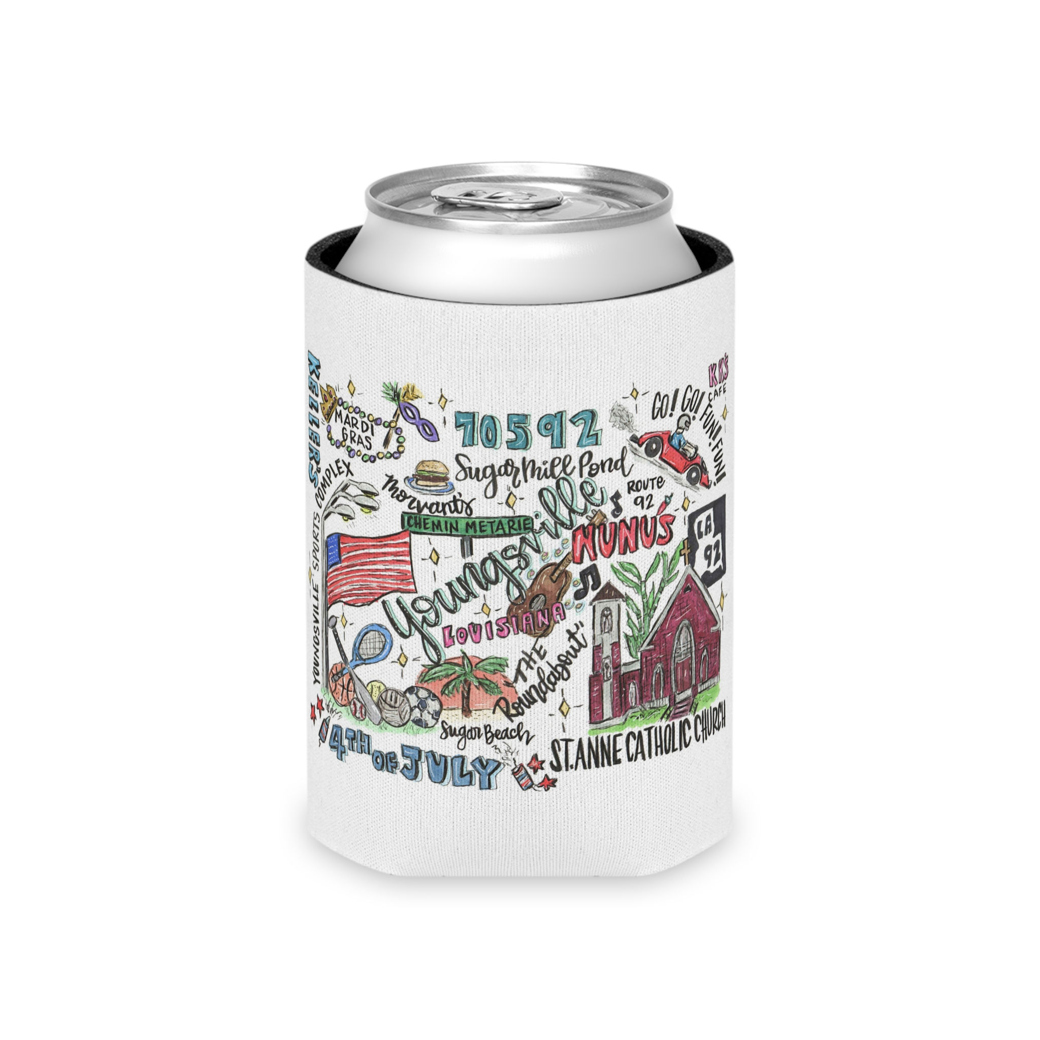 Youngsville, Louisiana Custom Design Can Koozie