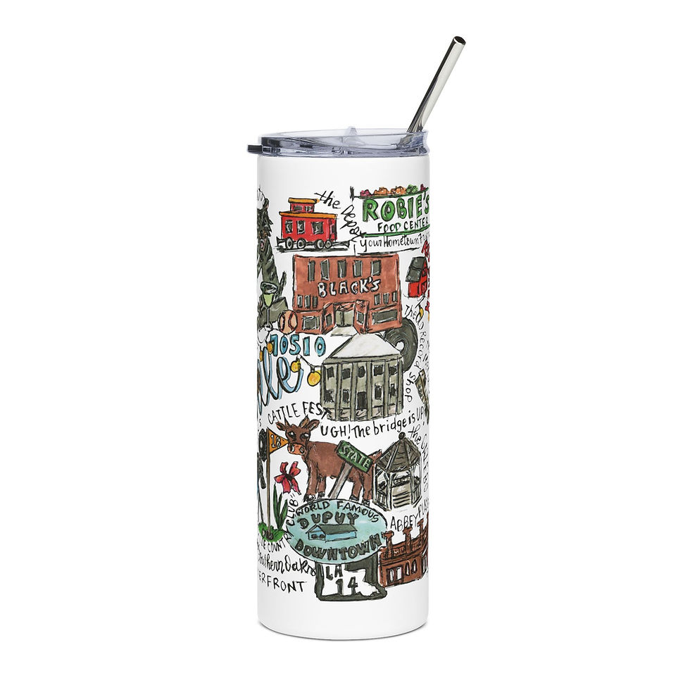 Thumbnail: Abbeville, Louisiana Hand-Illustrated 20oz Stainless Tumbler — 