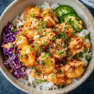 Bang Bang Shrimp & Cilantro Lime Rice with Creamy Coleslaw (GF)
