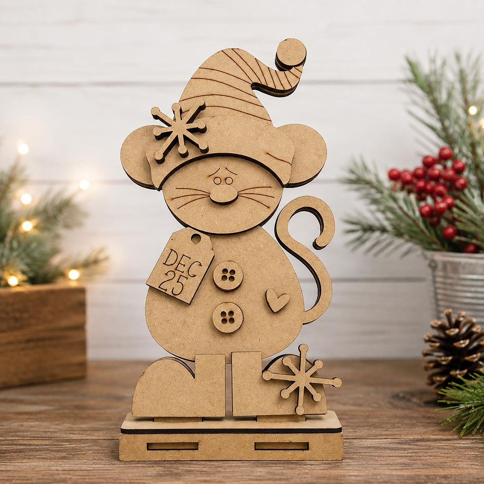 Thumbnail: Christmas Mouse DIY Wood Kit, Unfinished Wood Craft Kit