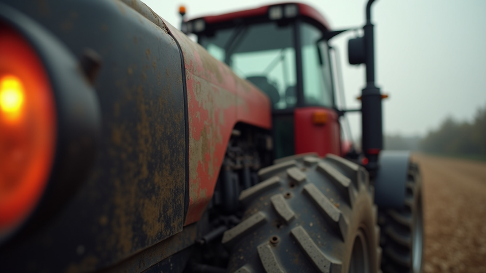 Close-up view of tractor fuel tank being filled with diesel