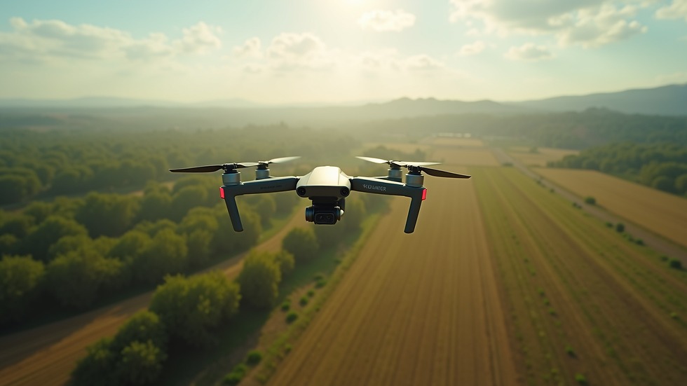 Vista aérea de plantação monitorada por drone