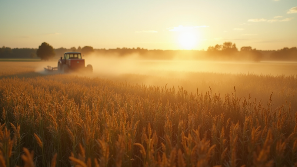 High angle view of a field being fertilized