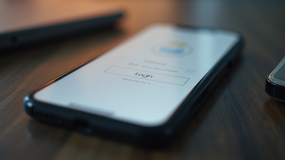 Eye-level view of a smartphone displaying a successful login screen