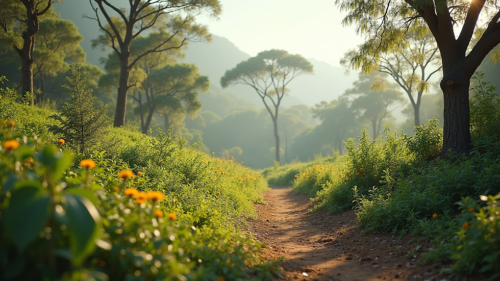 Vista panorâmica de lavoura com diversidade de plantas e insetos benéficos