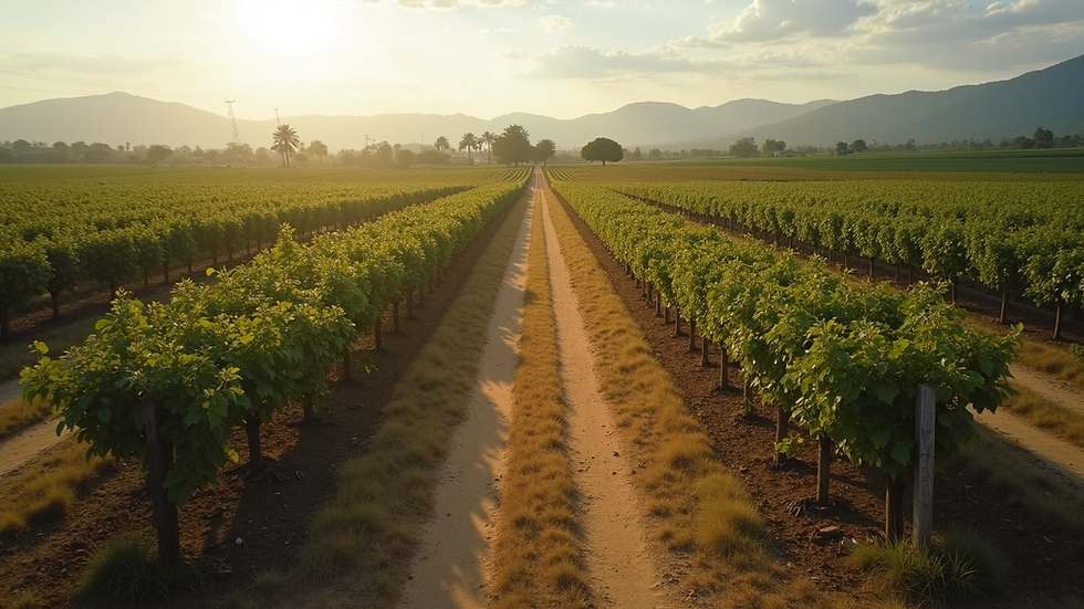 Vista aérea de uma fazenda com pastagens e plantações bem organizadas