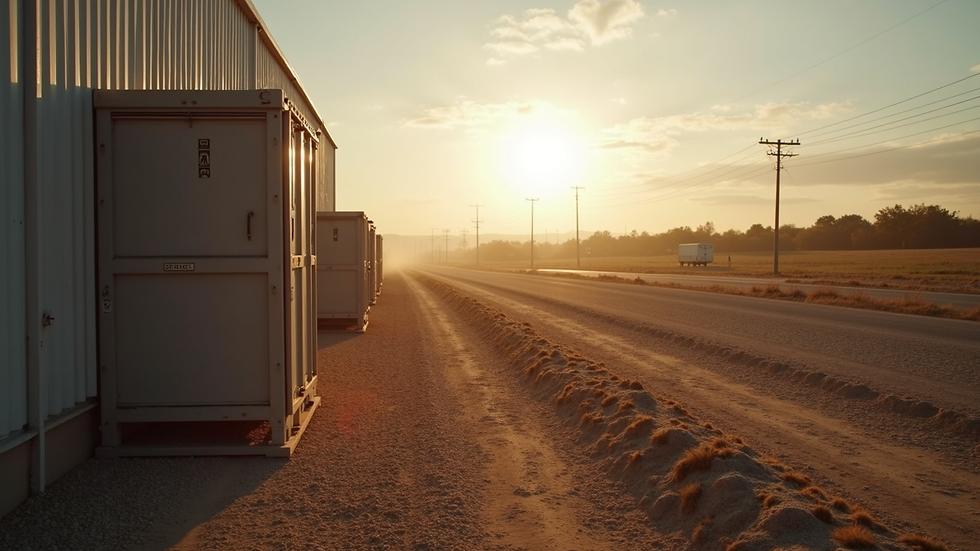 Vista lateral de silo de armazenagem de grãos em fazenda
