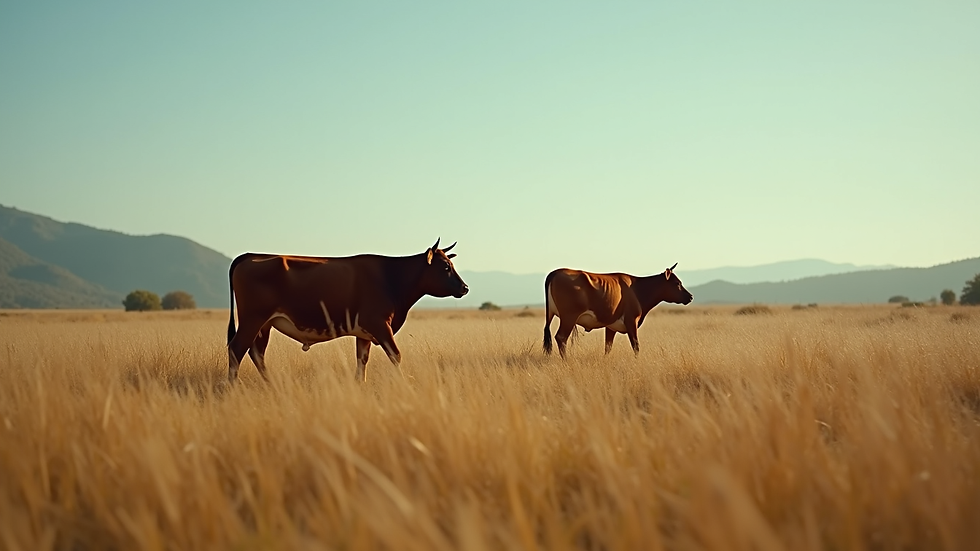 Vista aérea de vacas leiteiras pastando em campo aberto