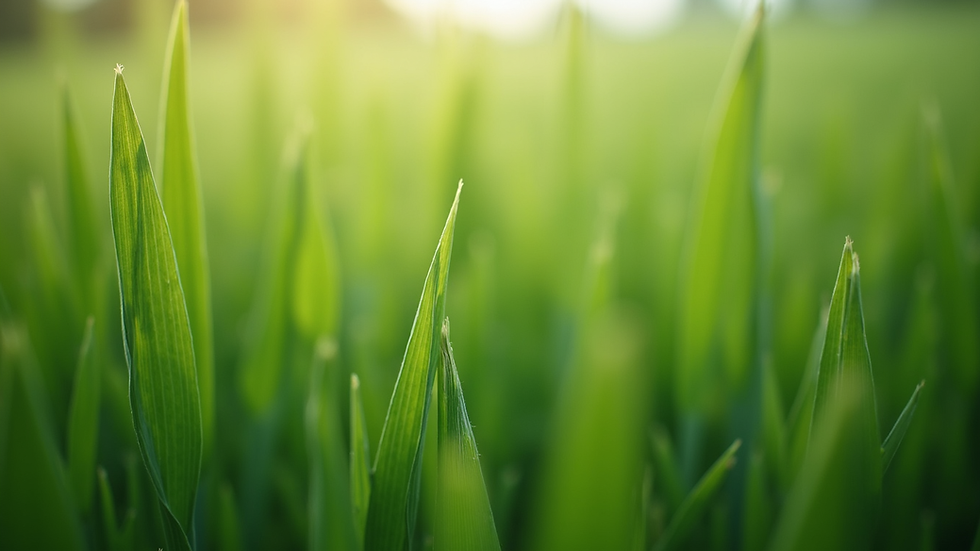 Close-up de gramíneas verdes crescendo em solo arenoso