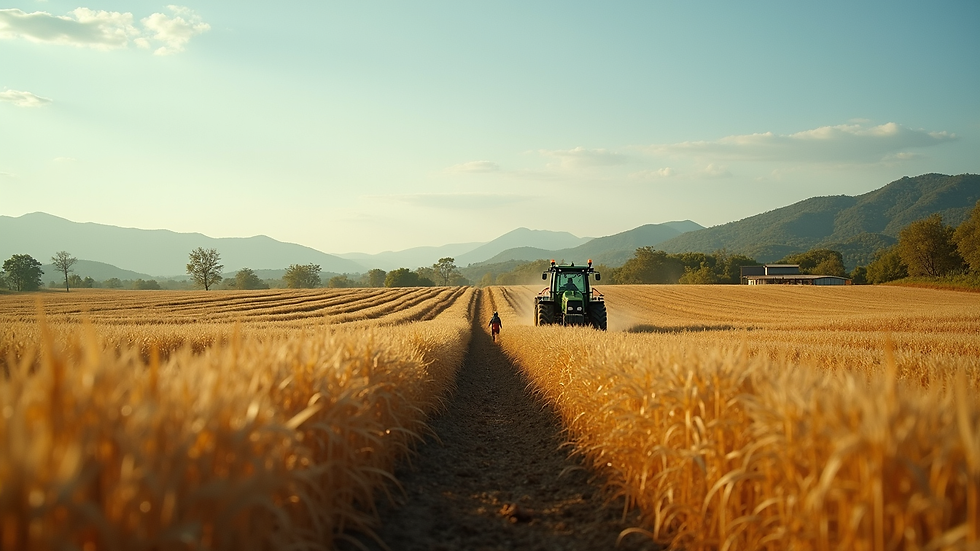 Vista aérea de solo agrícola com áreas de cultivo e análise de nutrientes