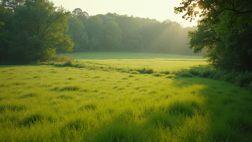 High angle view of lush green pastures in a wildlife sanctuary