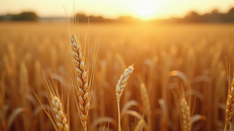 Close-up view of a rural farm field with crops ready for harvest