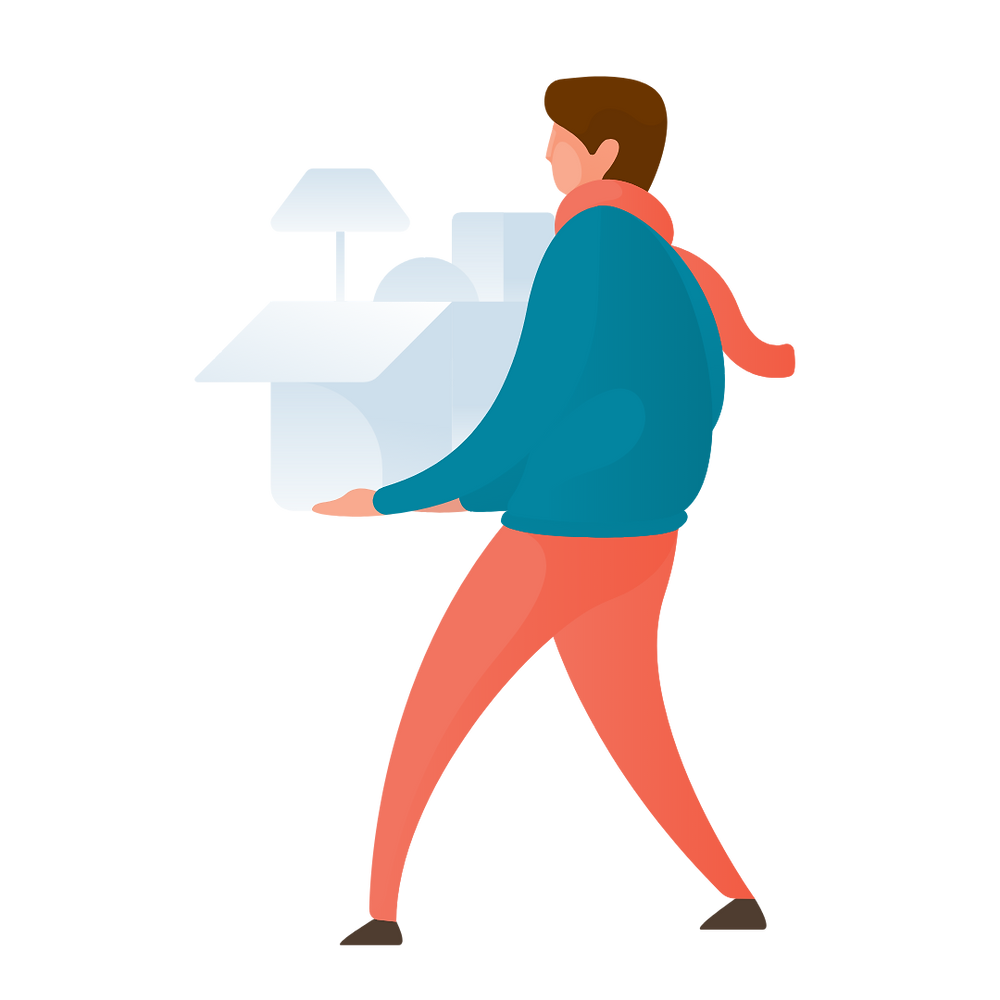 man, male wearing winter clothes, sweater carrying boxes move in and move out to new location, move out to new room, walking