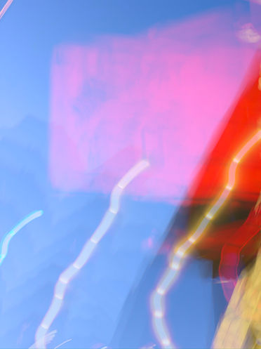 Red pink white blue abstract expressionist digital photograph print of walk sign new york city