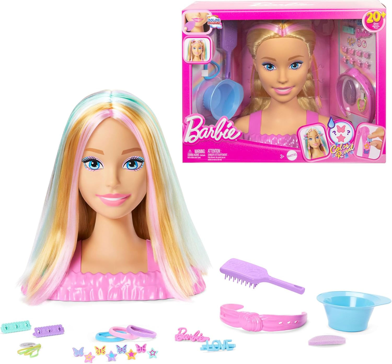 Barbie Doll Styling Head with 20+ Hair Styling Accessories