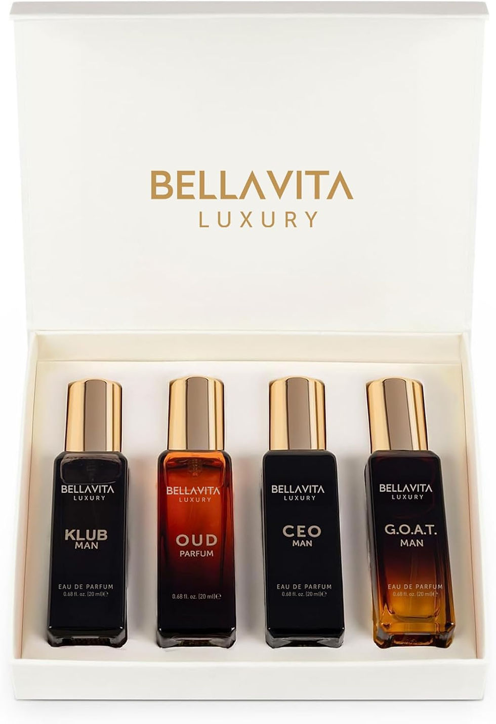 Thumbnail: Bellavita Luxury Men's Gift Set with CEO Man, Klub, Oud & G.O.A.T. (4x20ml)