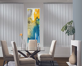 White somner vertical blinds in the dinning room.