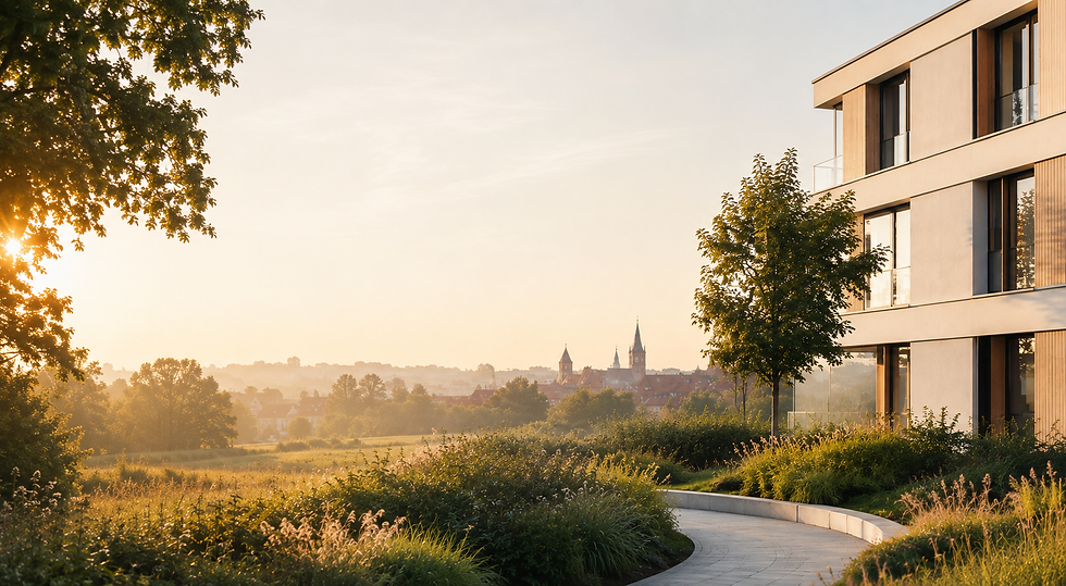 Wohnimmobilie in der Metropolregion Nürnberg bei Sonnenuntergang