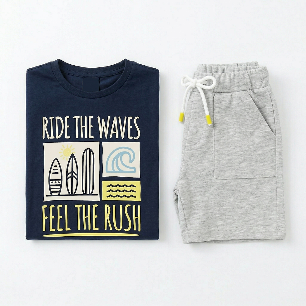 Thumbnail: Ride The Waves Printed T-shirt + Shorts Set