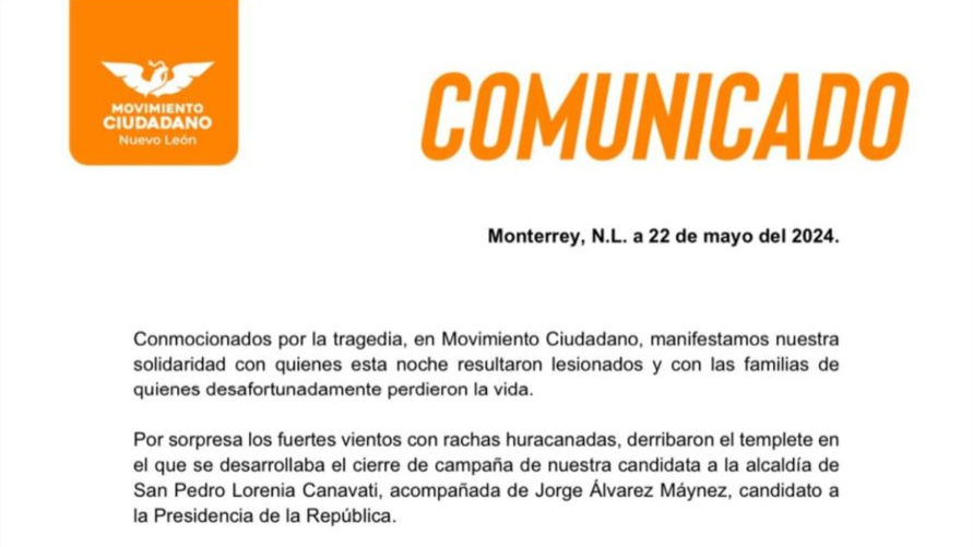 Movimiento Ciudadano Cancela Todos los Cierres de Campaña Tras Tragedia en Nuevo León