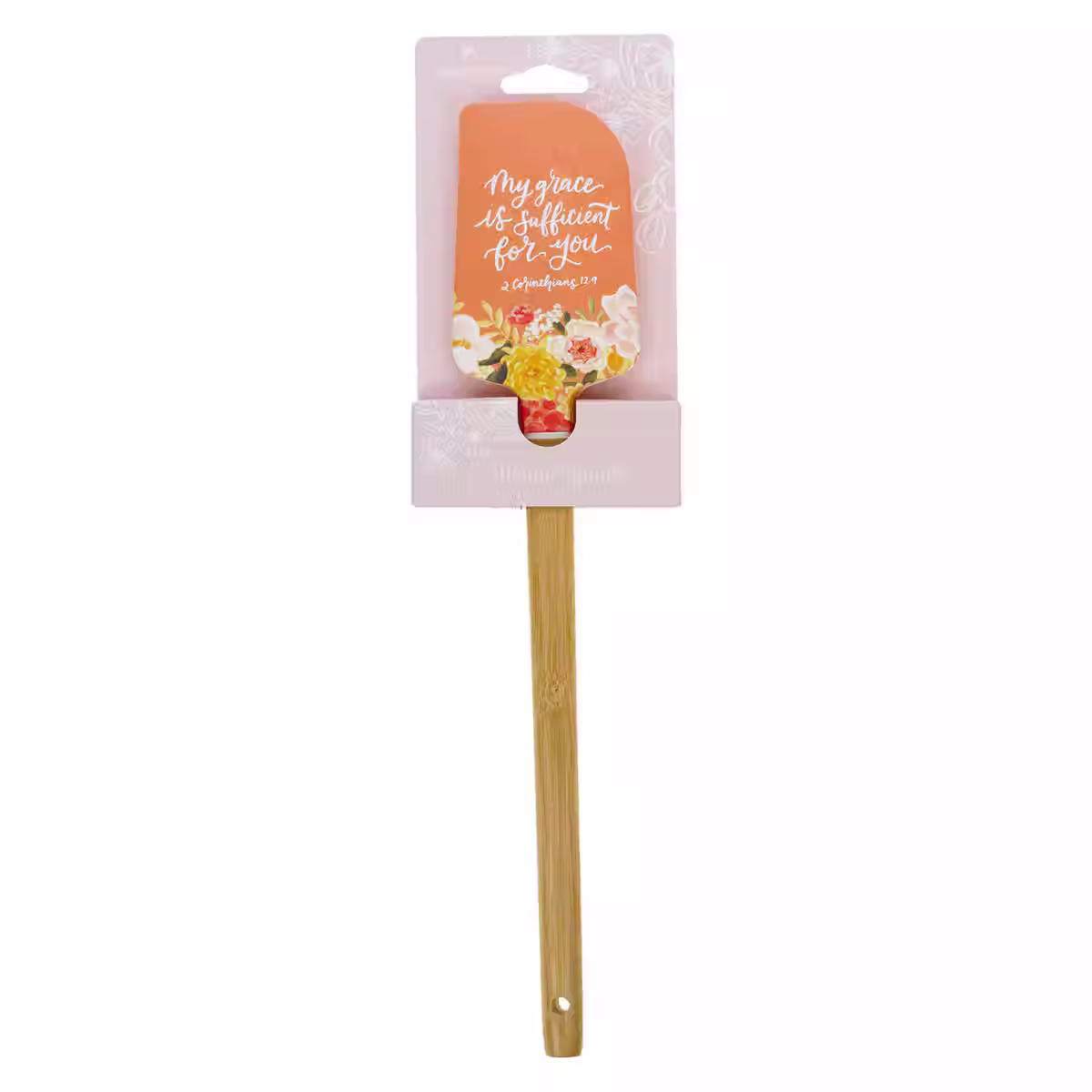 My Grace is Sufficient for You Orange Floral Silicone Spatula – 2 Corinthians 12