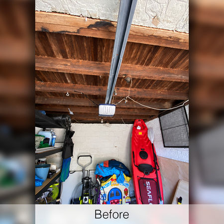 Garage before new LED lighting installation at a Glenbrook home.