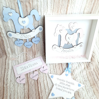 Blue and pink personalised baby gifts