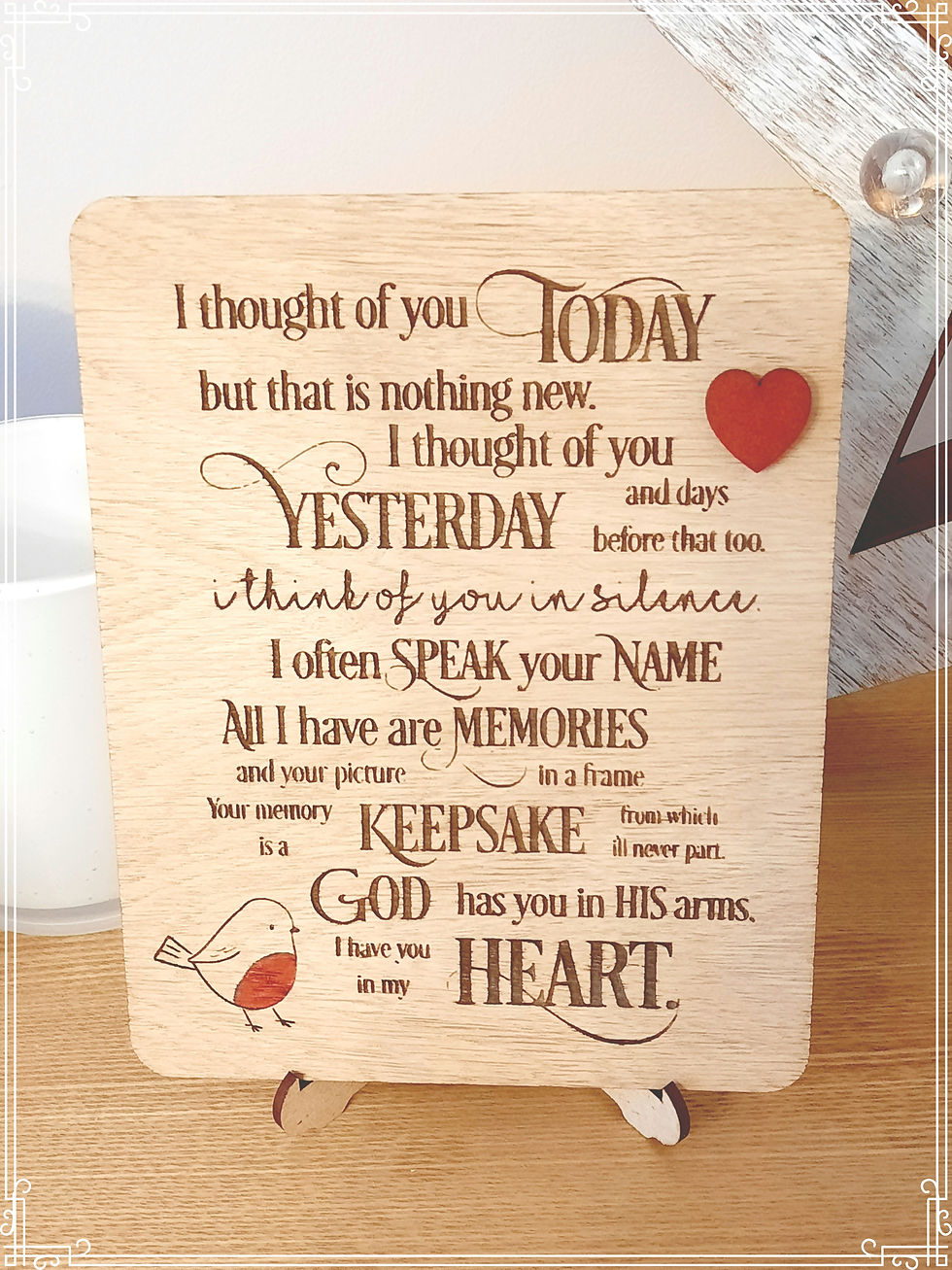 Memorial Remembrance personalised plaque