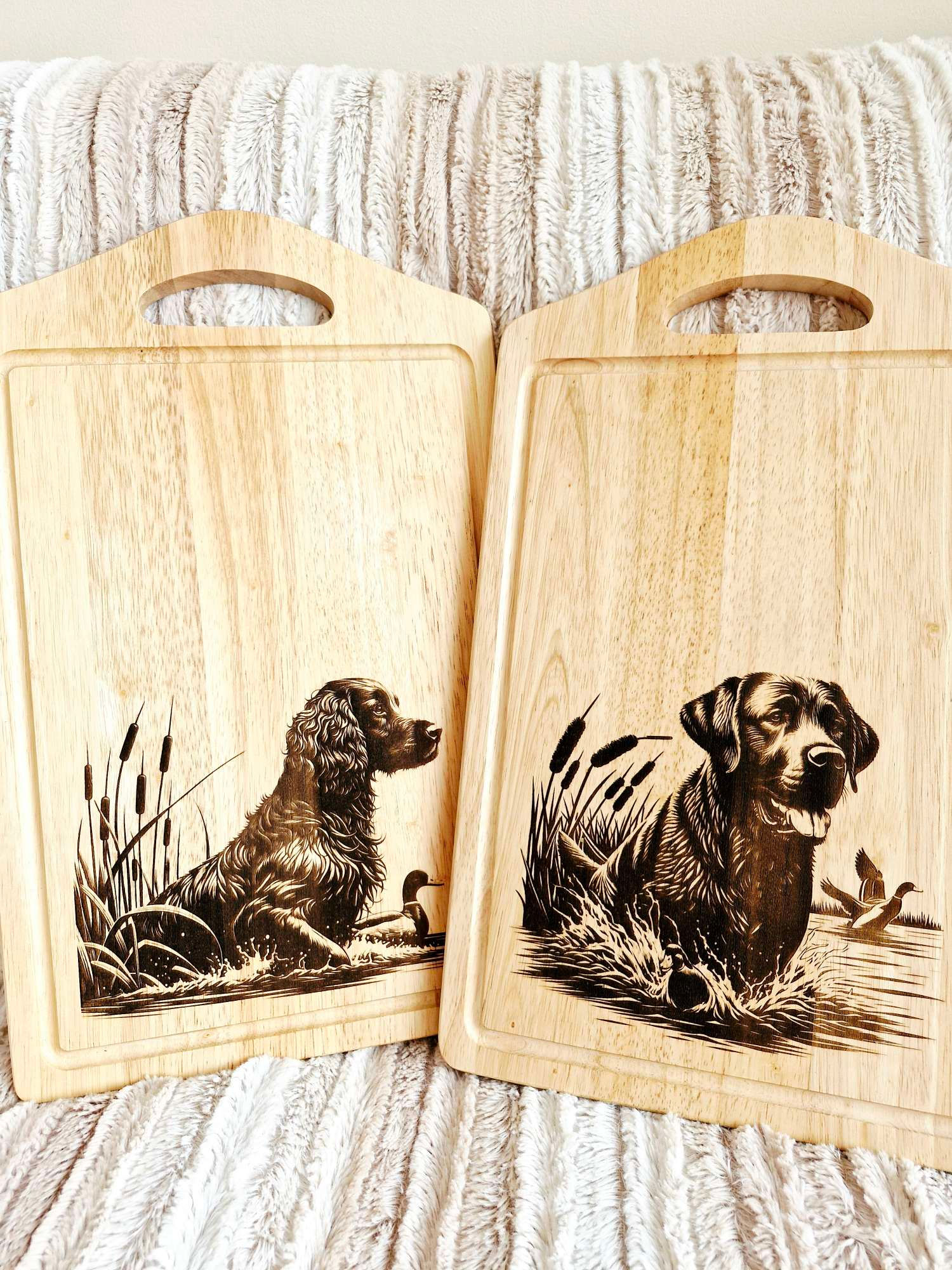 Dog shooting scene wooden chopping board LARGE