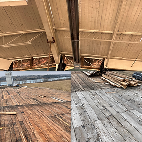 Reclaimed old-growth Douglas Fir tongue and groove roofing panels salvaged in Southern Alberta