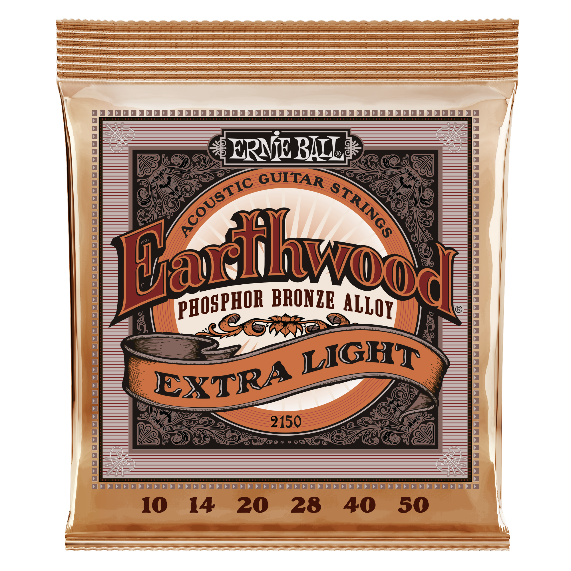 Extra Light Earthwood Phosphor Bronze Acoustic Guitar Strings 10-50 Gauge