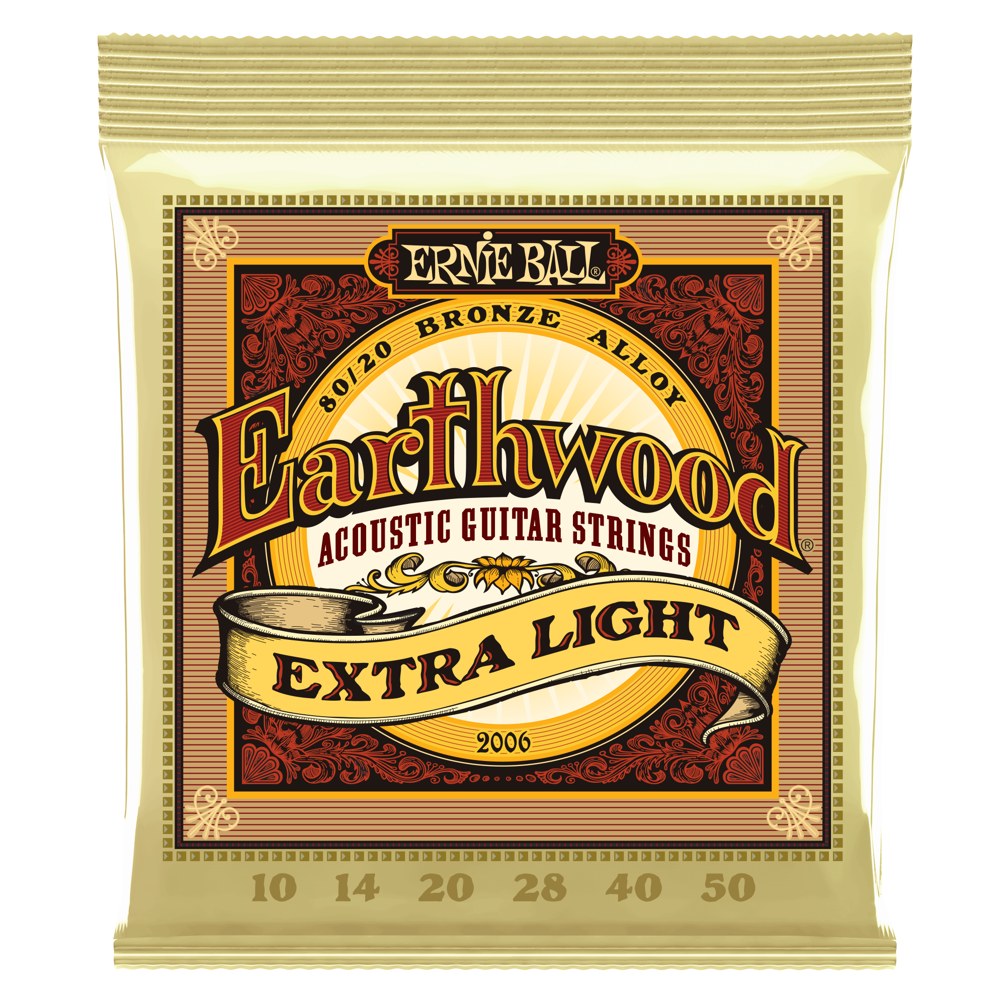 Extra Light Earthwood 80/20 Bronze Acoustic Guitar Strings 10-50 Gauge