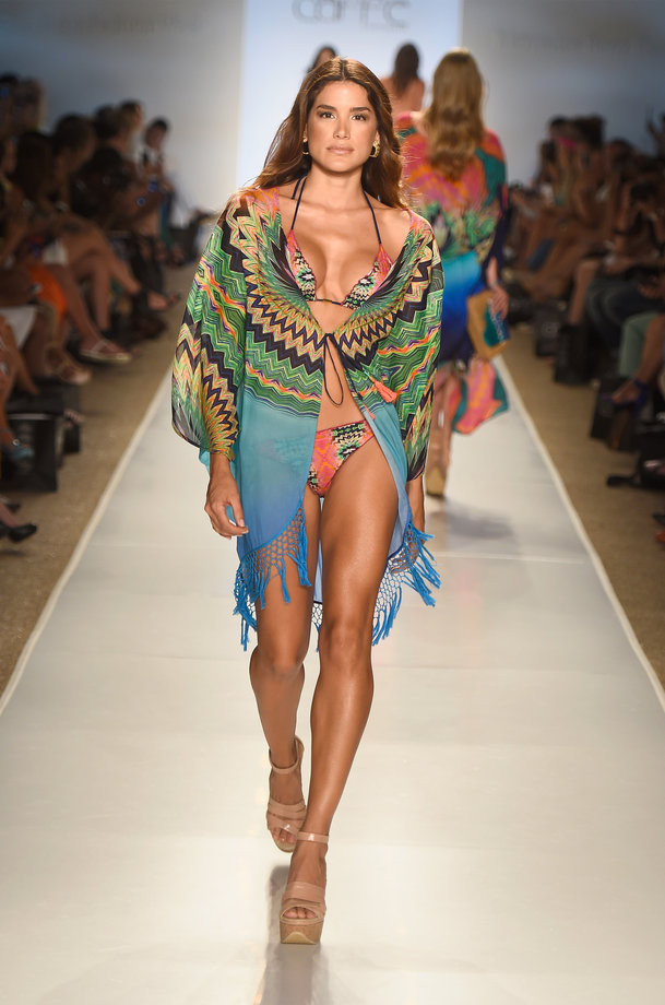 Caffee's Printed Coverup and Matching Swimsuit MBFW Runway