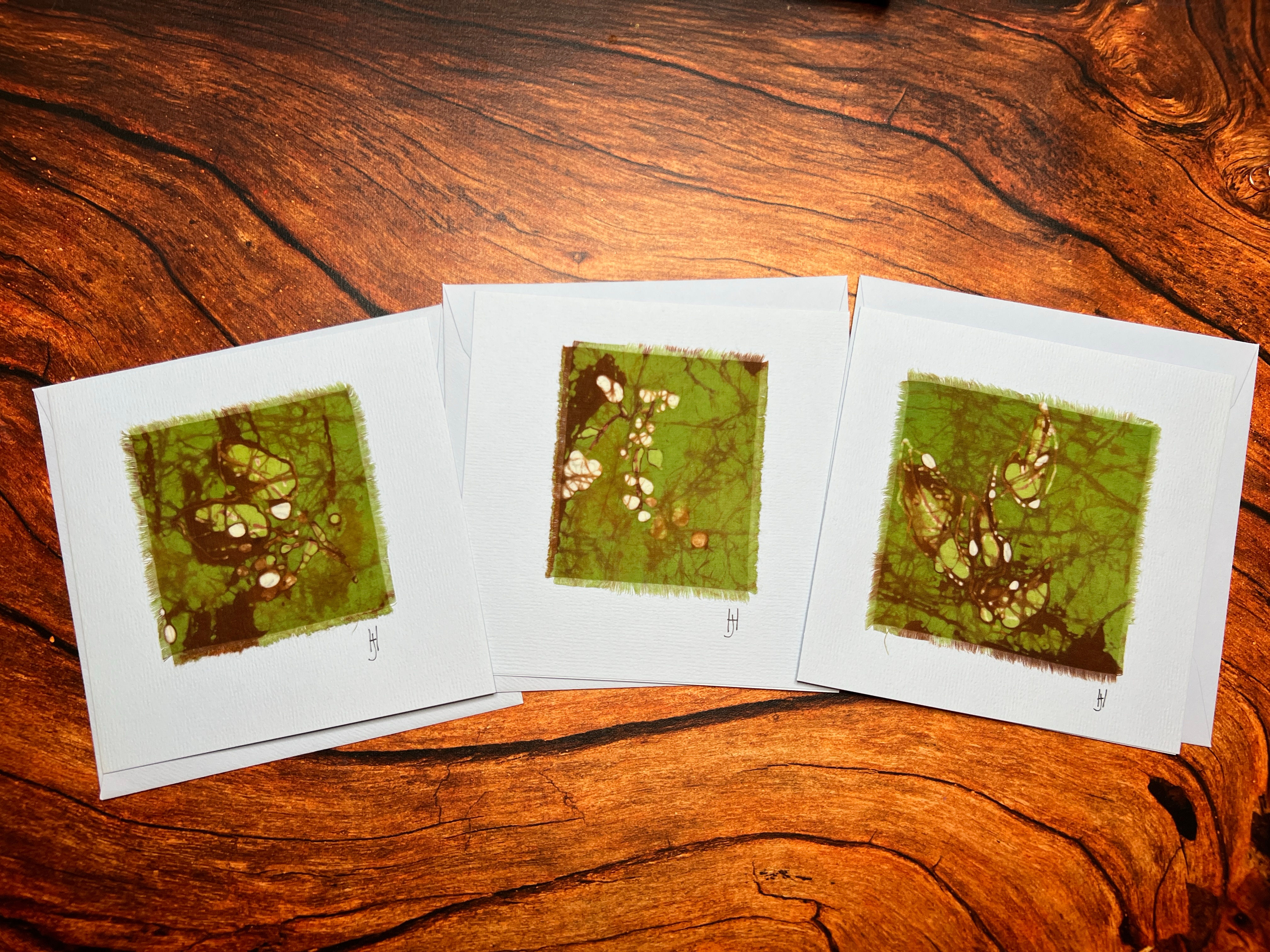 Kartenset Batik Frühlingsblumen Grün