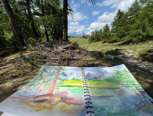 Urban Sketching, Malen, in der Natur, Kunst in der Natur, Wallis, Sketchbook