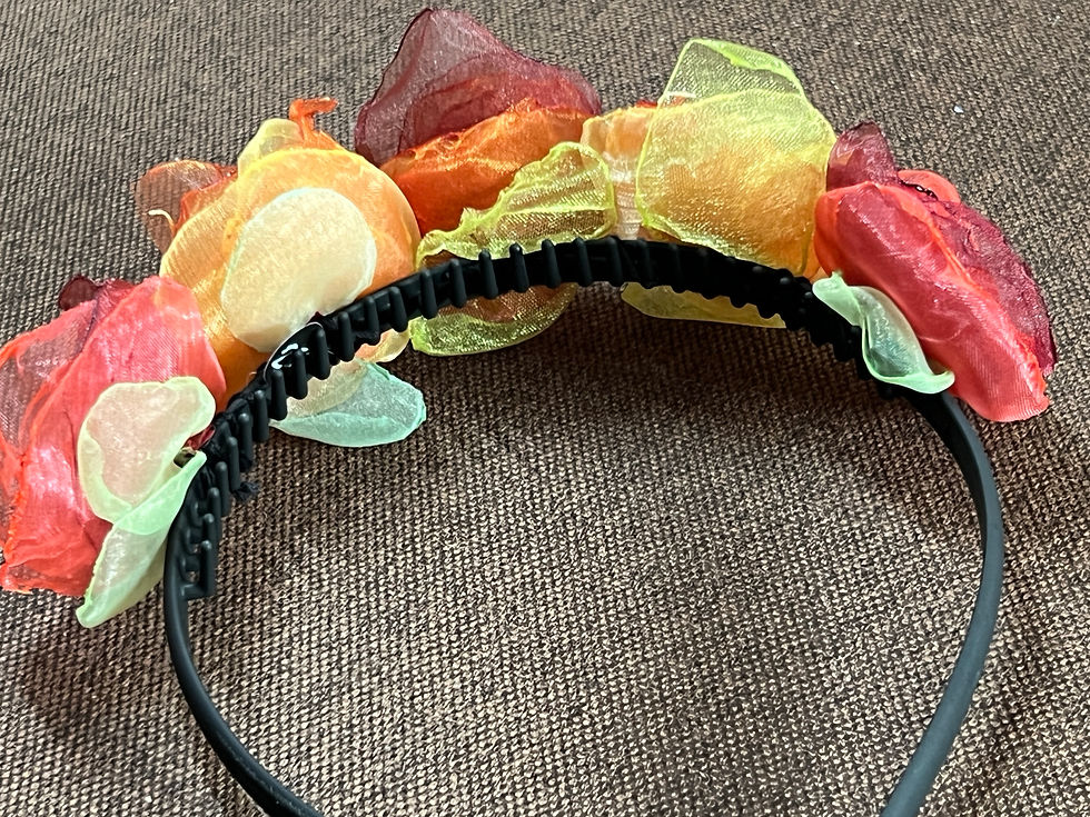 Miniaturbild: Stoffblüten Haarreif Rotorange