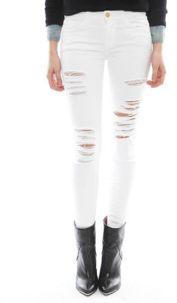 Frame Denim Le Color Ripped Jean in Blanc