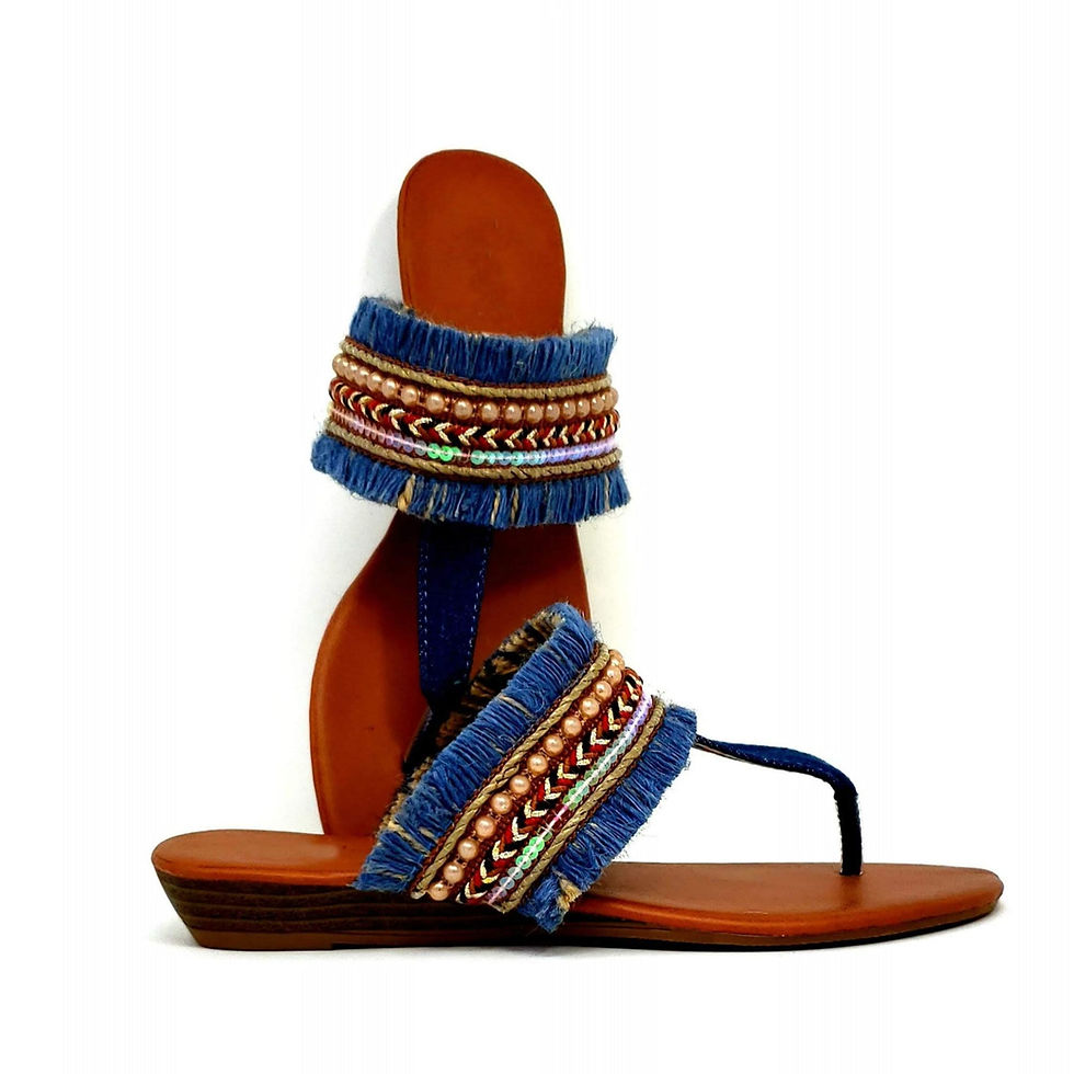 Thumbnail: Denim Bohemian II Sandals By DV8 Shoes